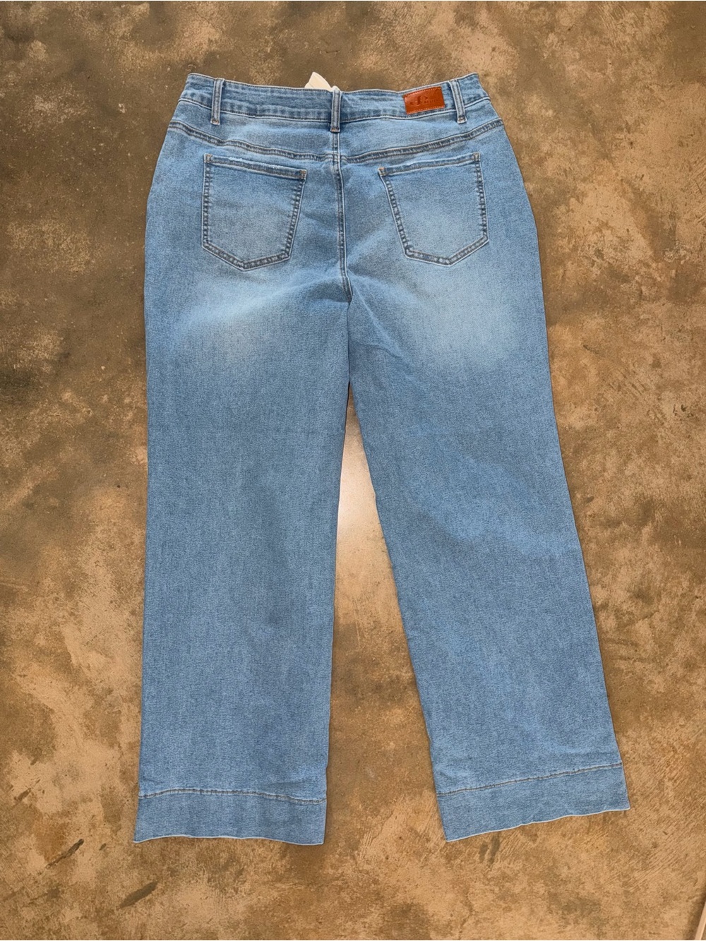 Sidefeel NWOT Size 16 Wide Leg Jeans Light Wash Cuffed Hem Drawstring - Picture 3 of 12